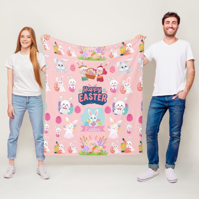 Happy Easter Wishings - Pattern Funny Bunny Oaster Fleecedecke (Beispiel)
