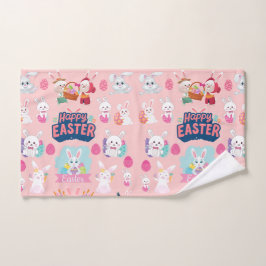 Happy Easter Wishings - Pattern Funny Bunny Oaster Handtuch