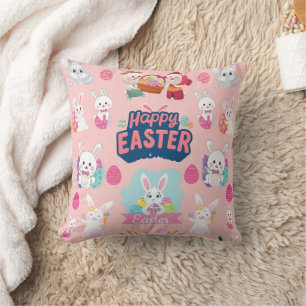 Happy Easter Wishings - Pattern Funny Bunny Oaster Kissen