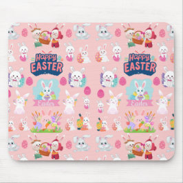 Happy Easter Wishings - Pattern Funny Bunny Oaster Mousepad