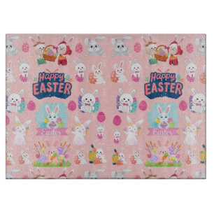 Happy Easter Wishings - Pattern Funny Bunny Oaster Schneidebrett