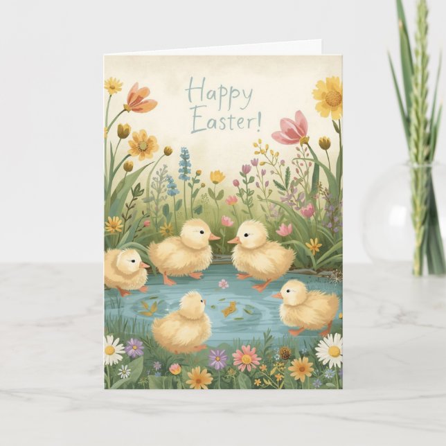 Happy easter with baby ducks karte (Vorderseite)