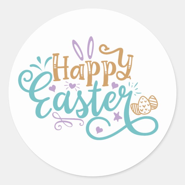Happy Easter word Art Holiday Runder Aufkleber (Vorderseite)