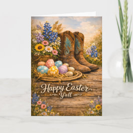 Happy Easter Y’all Boots & Wildflowers Card Karte
