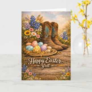 Happy Easter Y’all Boots & Wildflowers Card Karte