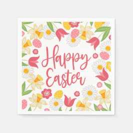 Happy Easter | Yellow and Red Floral Serviette