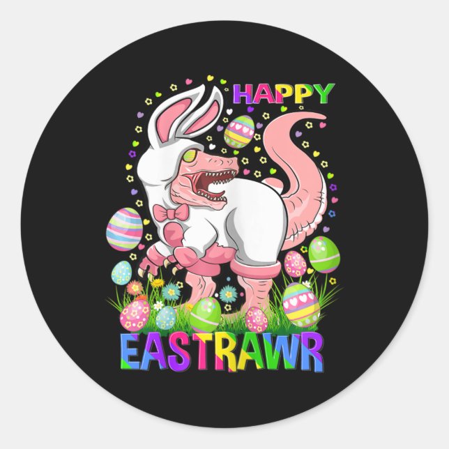 Happy Eastrawr Funny T Rex Easter Day Dinosaur  Runder Aufkleber (Vorderseite)
