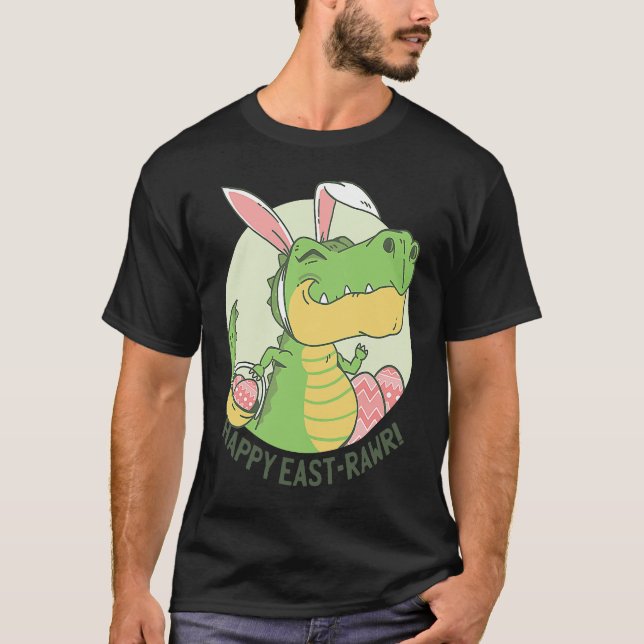 Happy Eastrawr Rex Dinosaur Easter Bunny Egg Costu T-Shirt (Vorderseite)