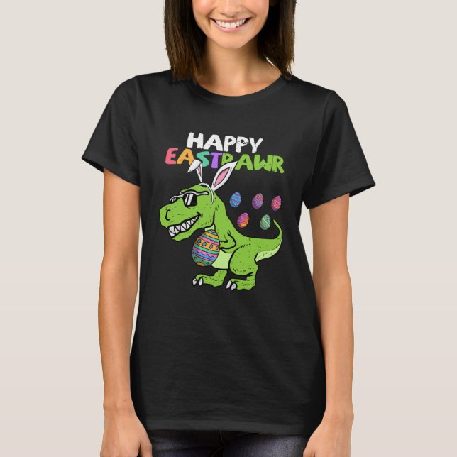 Happy Eastrawr T Rex Dinosaur Easter Bunny Egg Boy T-Shirt (Vorderseite)