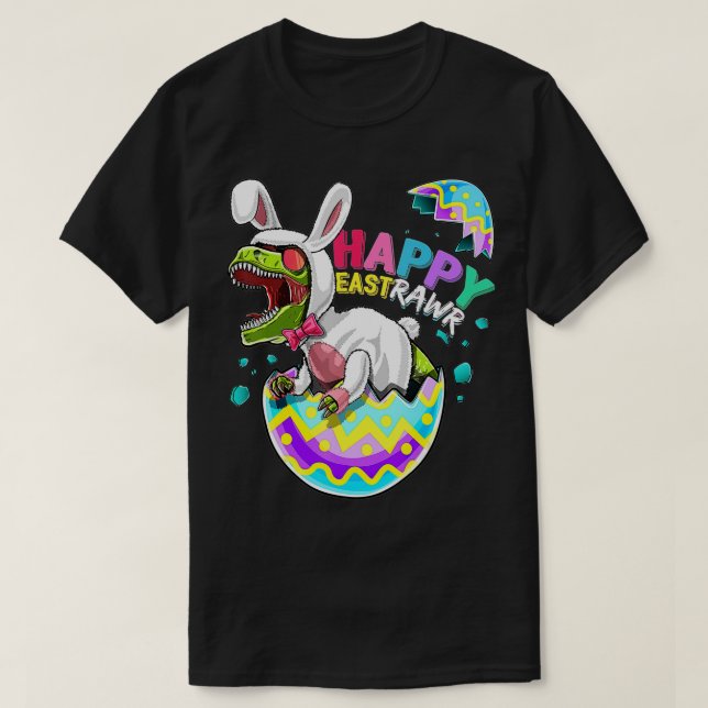 Happy Eastrawr T Rex Dinosaur Oster Bunny Egg Shi T-Shirt (Design vorne)
