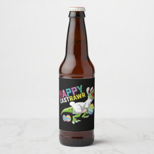 Happy Eastrawr T Rex Dinosaur Osterfest Bunny Egg Bierflaschenetikett