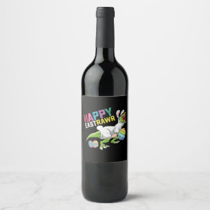 Happy Eastrawr T Rex Dinosaur Osterfest Bunny Egg Weinetikett