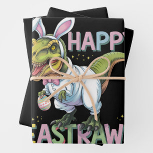 Happy Eastrawr T Rex Easter Dinosaur Bunny Egg Geschenkpapier Set