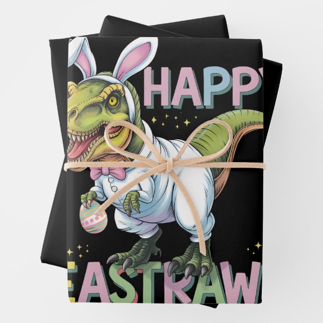 Happy Eastrawr T Rex Easter Dinosaur Bunny Egg Geschenkpapier Set (Beispiel)
