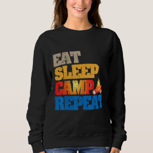 Happy Eat Sleep Camp Wiederholung Bootcamp Camping Sweatshirt