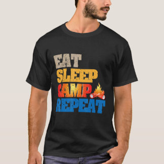 Happy Eat Sleep Camp Wiederholung Bootcamp Camping T-Shirt