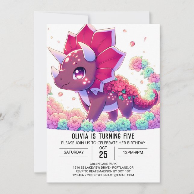 Happy Editable Dinosaur Digital Geburtstag Einladung (Vorderseite)