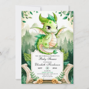 Happy Editable Dragon Baby Dusche Einladung