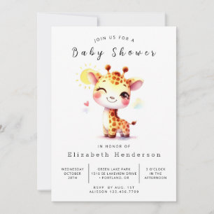 Happy Editable Giraffe Baby Dusche Einladung