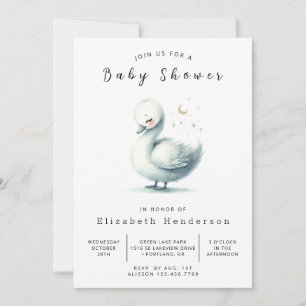 Happy Editable Swan Baby Shower Einladung