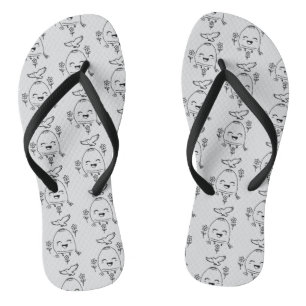Happy Egg with Bird and Flowers Flip Flops