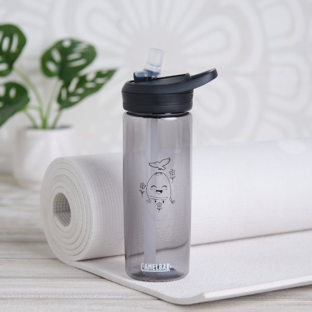 Happy Egg with Bird and Flowers Trinkflasche (Yoga (gedreht))