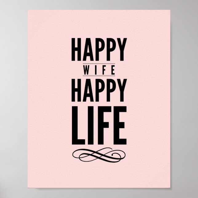 Happy Ehefrau Cool Typografy Poster in Pink (Vorne)