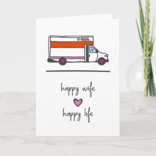 Happy Ehefrau Happy Life U-Haul Jahrestag Hochzeit Karte