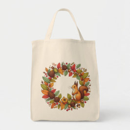 Happy Eichhörnchen in Blätter des Herbstes Tragetasche