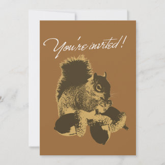 Happy Eichhörnchen & Nüsse Geburtstagsparty Einlad Einladung