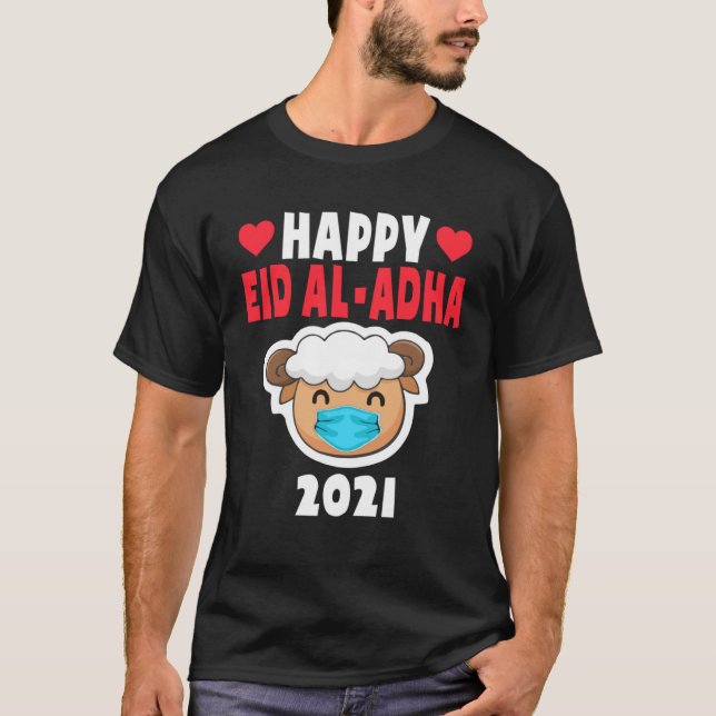Happy Eid Al Adha 2021 Cute Sheep Wearing Mask Kid T-Shirt (Vorderseite)