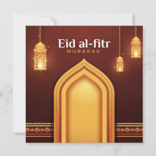 Happy Eid Al-Fitr Red und Gold Feiertagskarte