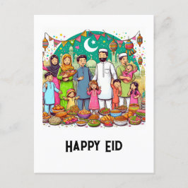 Happy Eid Family Funny feiert Design Postkarte