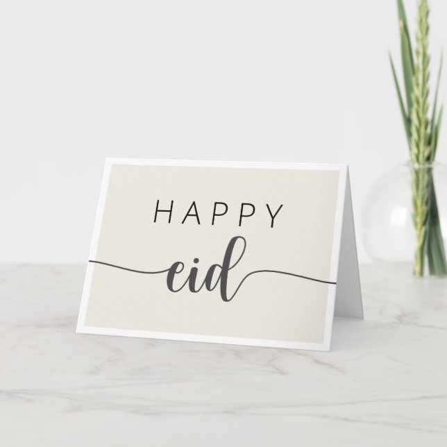 Happy Eid Modern Simple Script Muslim Holiday Karte (Vorderseite)
