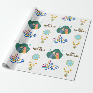 Happy Eid Mubarak 1445 Hijriah White Geschenkpapier