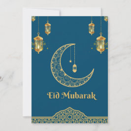 Happy Eid Mubarak Blue und Golden Crescent Feiertagskarte