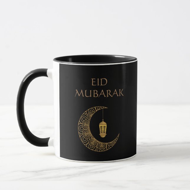 Happy Eid Mubarak Golden Black Crescent Tasse (Links)