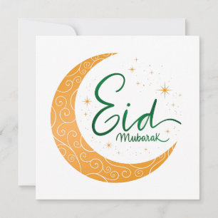 Happy Eid Mubarak Goldmond Halbmond Holiday Card Feiertagskarte