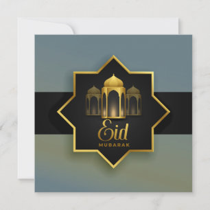 Happy Eid Mubarak Star Gold Schwarz Blau Feiertagskarte