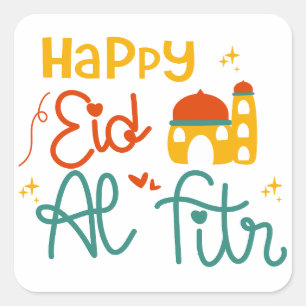 Happy Eid Quadratischer Aufkleber