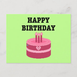 Happy Eight-Bit Birthday Pixel Art Einladungspostkarte