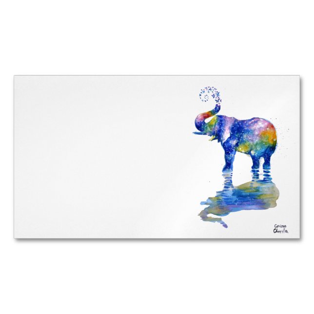 Happy Elefant Aquarell  Magnetische Visitenkarte (Vorderseite)