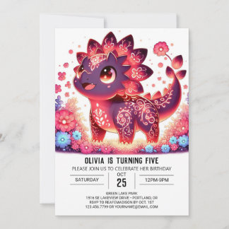 Happy Elegant Dinosaur Digitaler Geburtstag Einladung