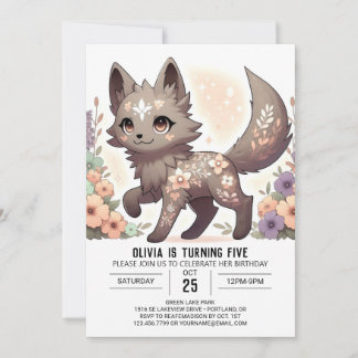 Happy Elegant Wolf Digitaler Geburtstag Einladung