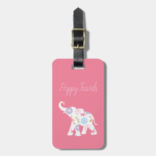Happy Elephant-Art Einzigartiges Phantastisches Ro Gepäckanhänger (Vorderseite vertikal)