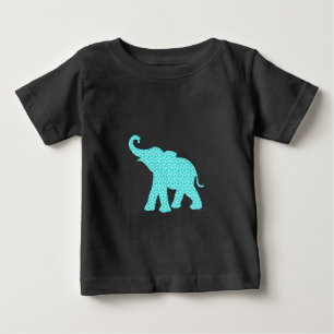 Happy Elephant Art Muster Schwarz Baby T-shirt