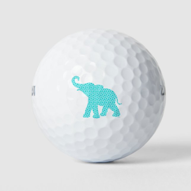 Happy Elephant Art Türkis Muster Moderne Golfball (Vorderseite)