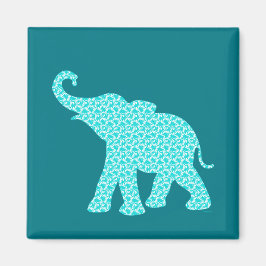 Happy Elephant Art Türkis Muster Moderne Magnet