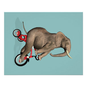 Happy Elephant auf Tricycle Poster