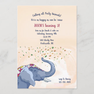 Happy Elephant Geburtstagsparty Einladung